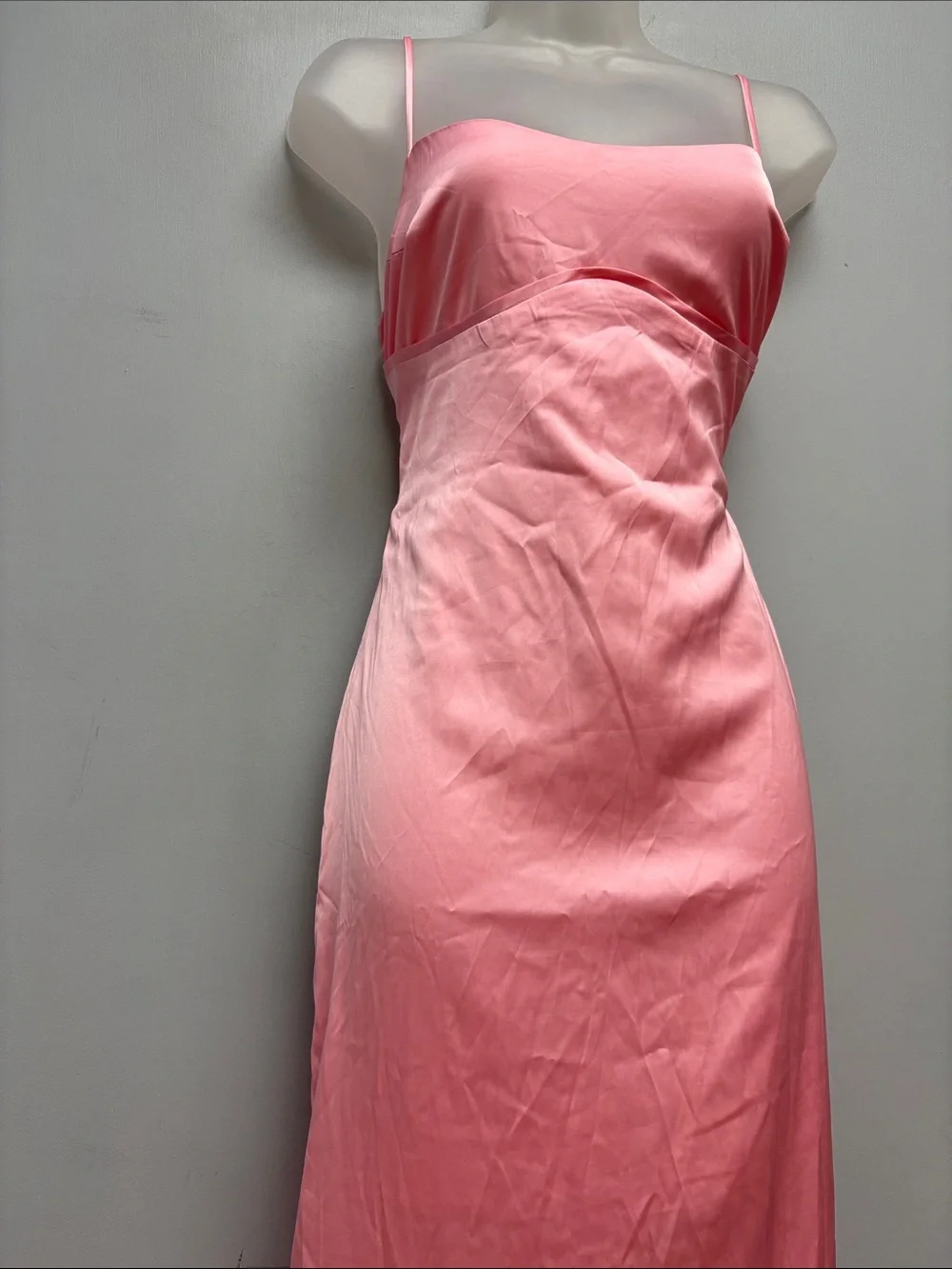 FORE Pink Satin Bustier Maxi Slip Dress Size Medium Y2K Formal